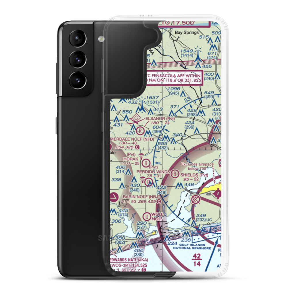 Vaughn Private Airport (AL69) VFR Sectional Samsung Case Samsung Galaxy S21 Plus model shown