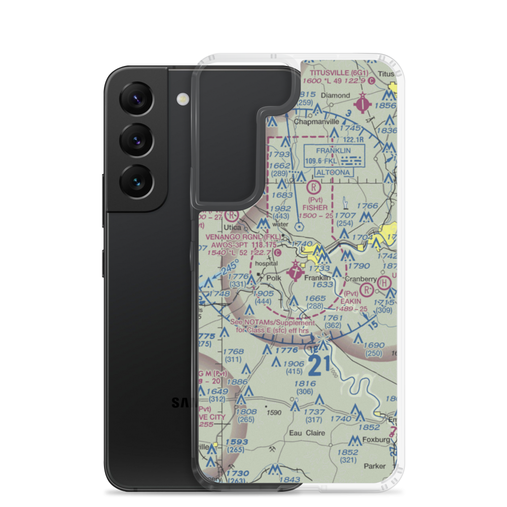 Venango Regional Airport (FKL) VFR Sectional Samsung Case Samsung Galaxy S22 model shown