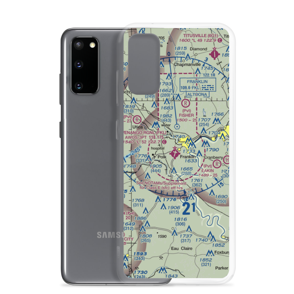 Venango Regional Airport (FKL) VFR Sectional Samsung Case Samsung Galaxy S20 model shown