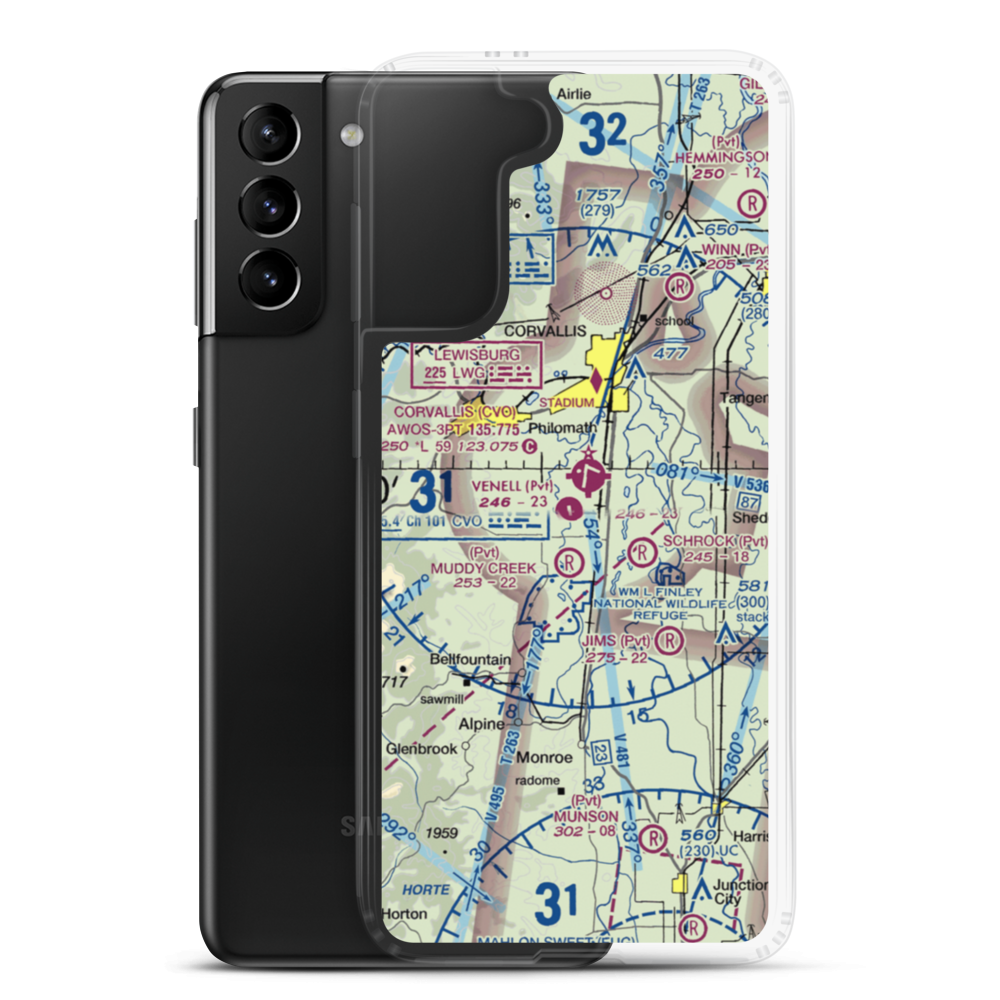 Venell Airport (OR52) VFR Sectional Samsung Case Samsung Galaxy S21 Plus model shown