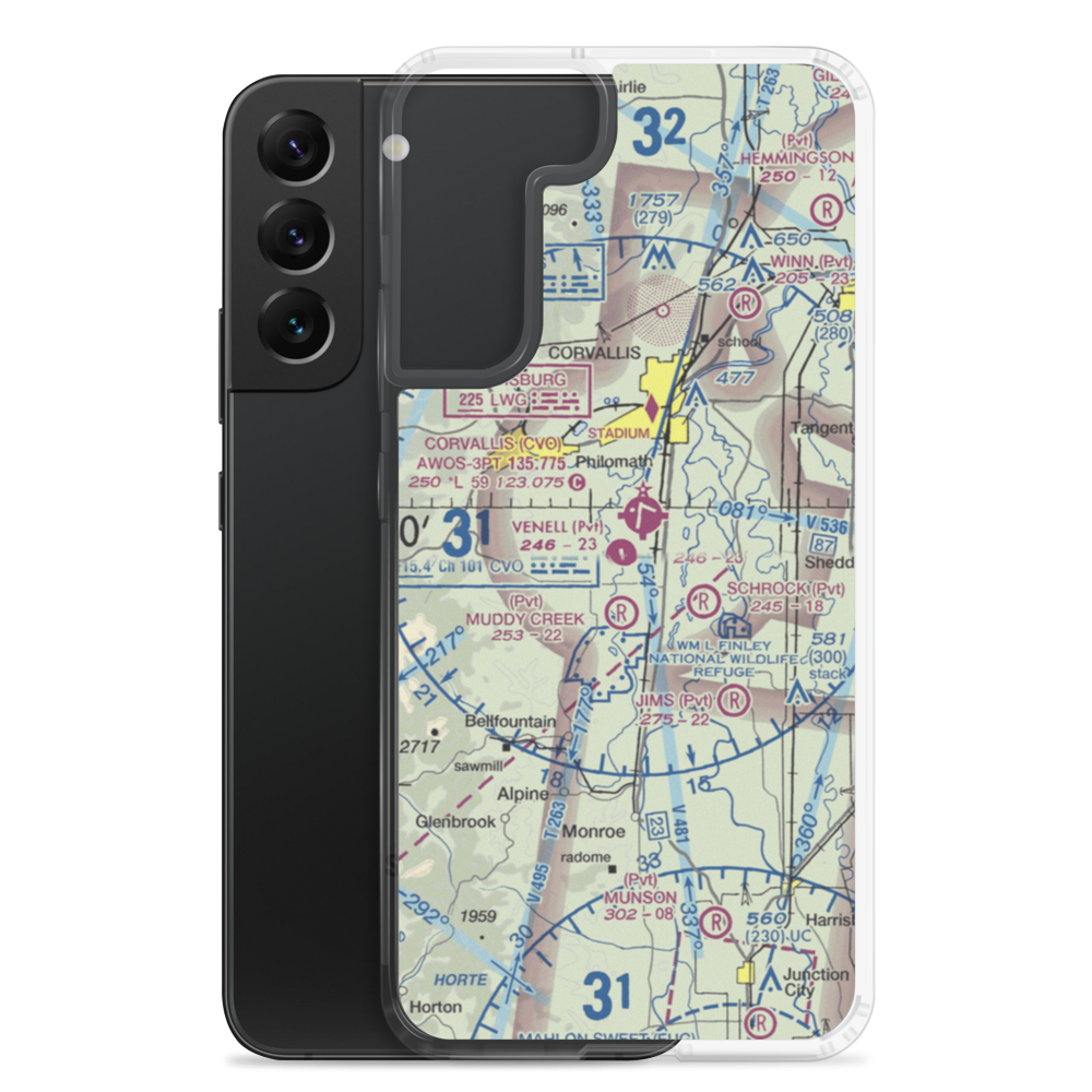 Venell Airport (OR52) VFR Sectional Samsung Case Samsung Galaxy S22 Plus model shown