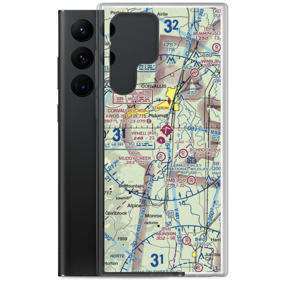 Venell Airport (OR52) VFR Sectional Samsung Case Samsung Galaxy S22 Ultra model shown