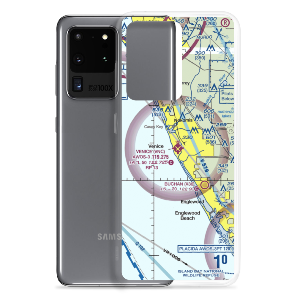 Venice Municipal Airport (VNC) VFR Sectional Samsung Case Samsung Galaxy S20 Ultra model shown
