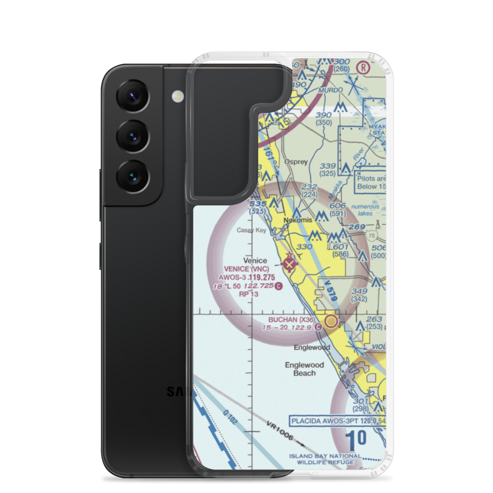 Venice Municipal Airport (VNC) VFR Sectional Samsung Case Samsung Galaxy S22 model shown