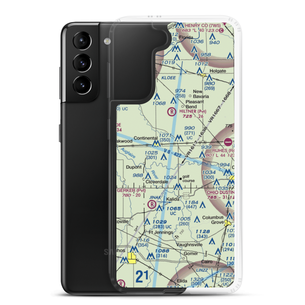 Verhoff Airport (36OI) VFR Sectional Samsung Case Samsung Galaxy S21 Plus model shown