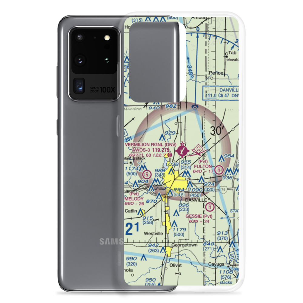 Vermilion Regional Airport (DNV) VFR Sectional Samsung Case Samsung Galaxy S20 Ultra model shown
