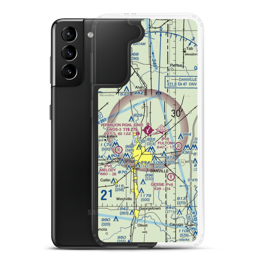 Vermilion Regional Airport (DNV) VFR Sectional Samsung Case Samsung Galaxy S21 Plus model shown
