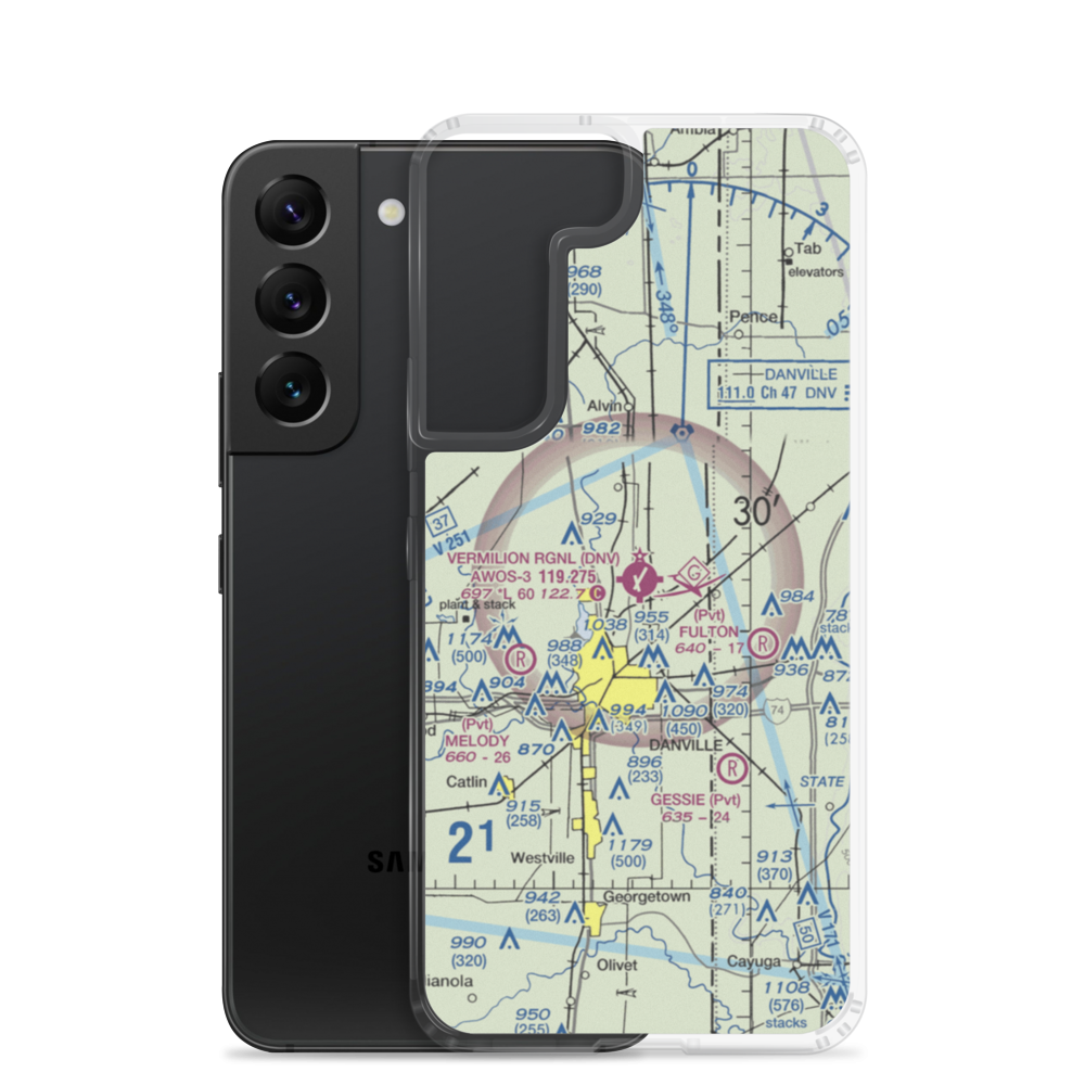 Vermilion Regional Airport (DNV) VFR Sectional Samsung Case Samsung Galaxy S22 model shown