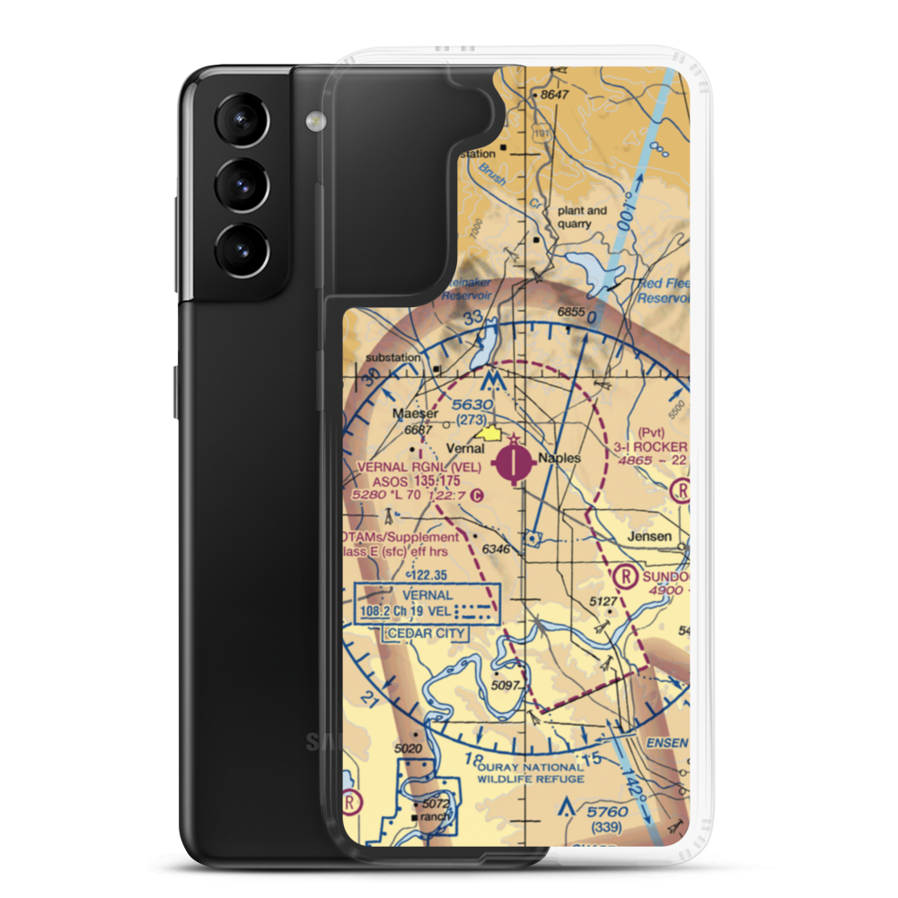 Vernal Regional Airport (VEL) VFR Sectional Samsung Case Samsung Galaxy S21 Plus model shown