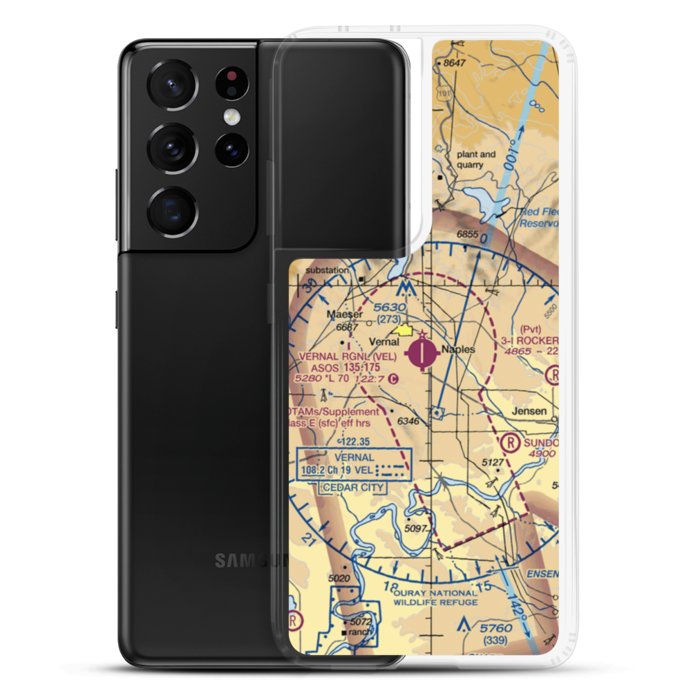 Vernal Regional Airport (VEL) VFR Sectional Samsung Case Samsung Galaxy S21 Ultra model shown