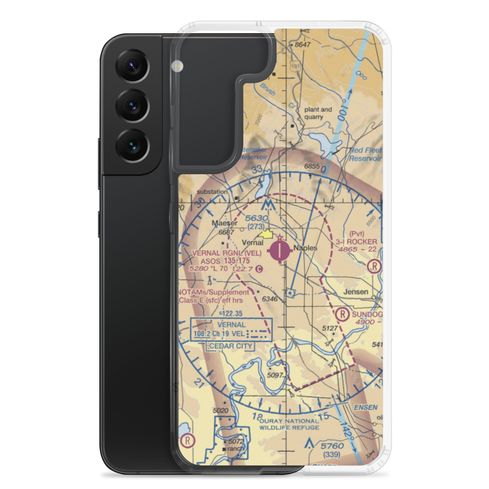 Vernal Regional Airport (VEL) VFR Sectional Samsung Case Samsung Galaxy S22 Plus model shown