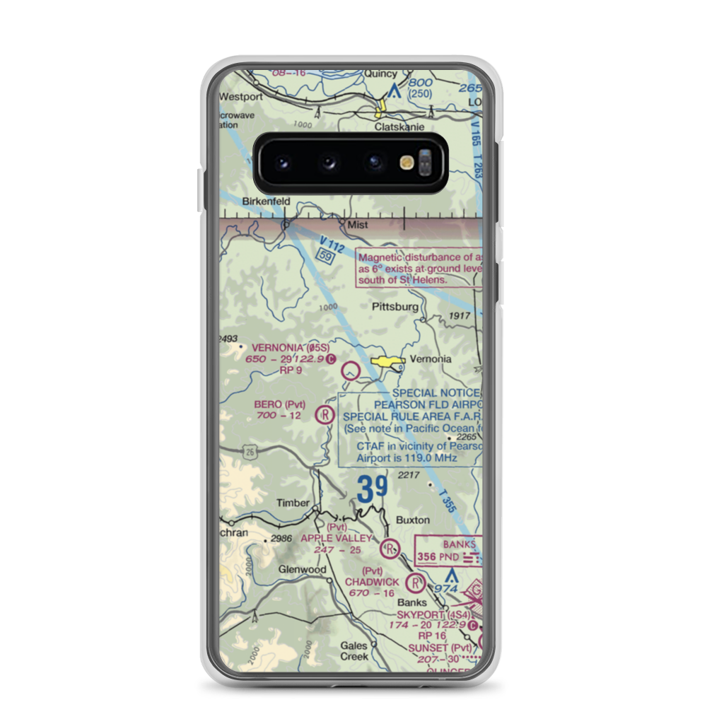 Vernonia Airfield (05S) VFR Sectional Samsung Case Samsung Galaxy S10 model shown