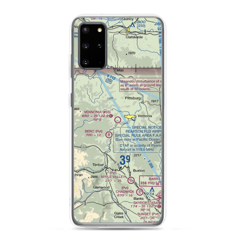 Vernonia Airfield (05S) VFR Sectional Samsung Case Samsung Galaxy S20 Plus model shown