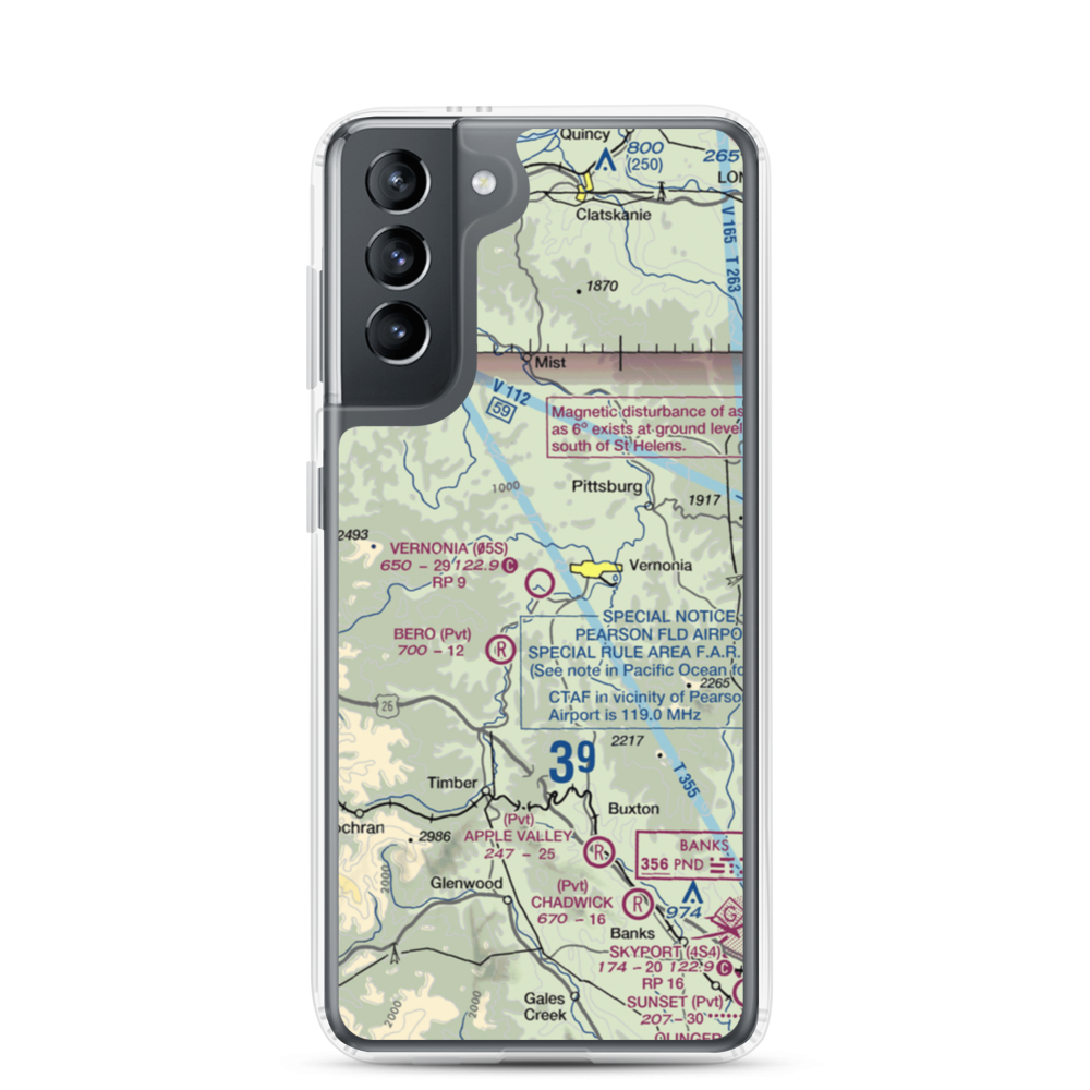 Vernonia Airfield (05S) VFR Sectional Samsung Case Samsung Galaxy S21 model shown