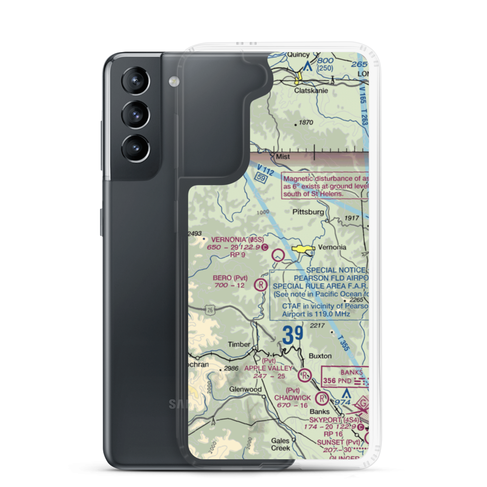 Vernonia Airfield (05S) VFR Sectional Samsung Case Samsung Galaxy S21 model shown