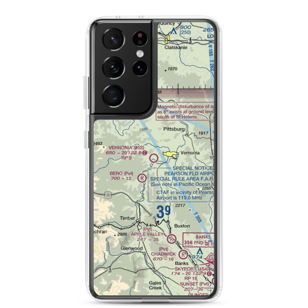 Vernonia Airfield (05S) VFR Sectional Samsung Case Samsung Galaxy S21 Ultra model shown
