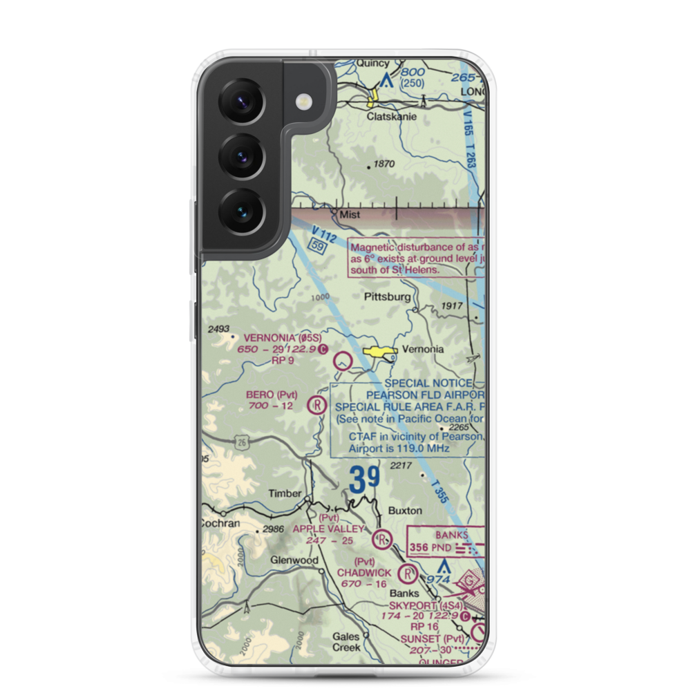 Vernonia Airfield (05S) VFR Sectional Samsung Case Samsung Galaxy S22 Plus model shown