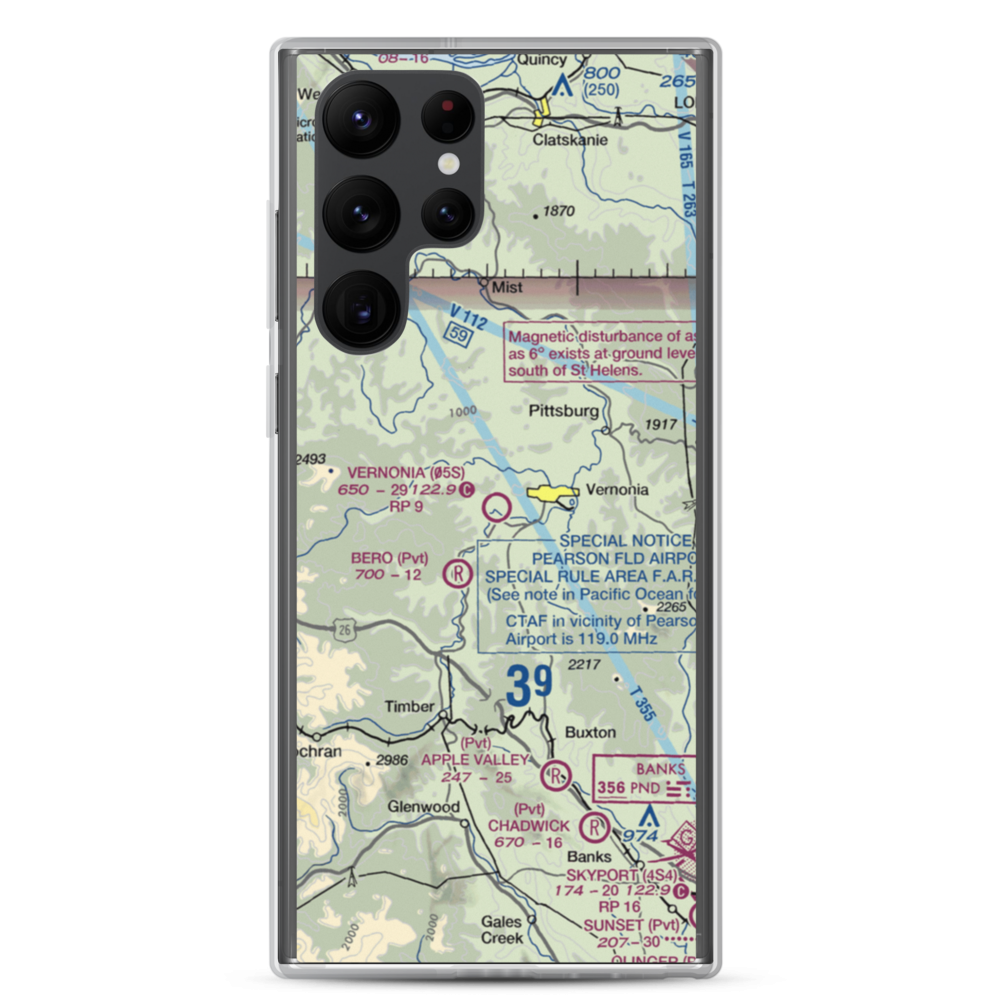 Vernonia Airfield (05S) VFR Sectional Samsung Case Samsung Galaxy S22 Ultra model shown