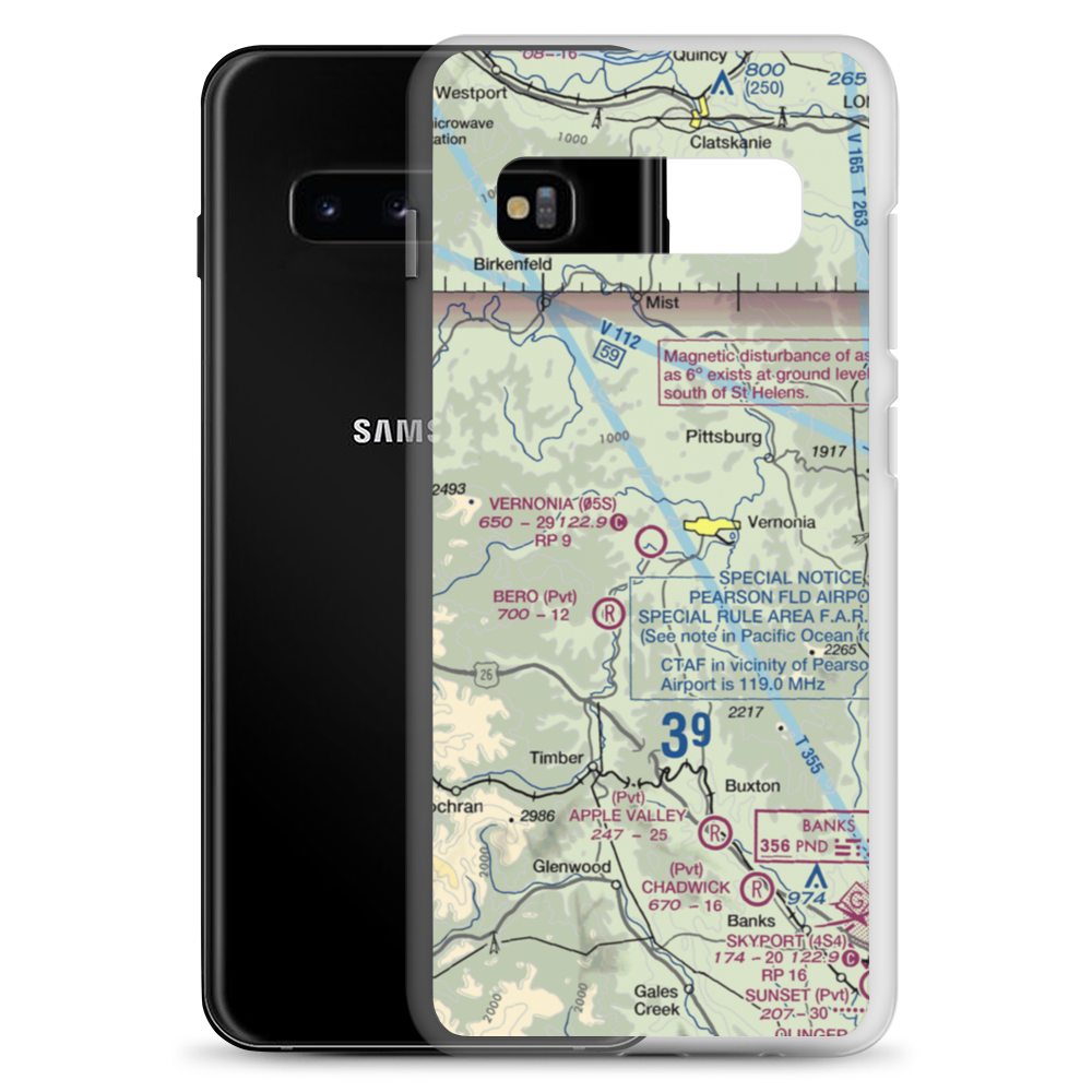 Vernonia Airfield (05S) VFR Sectional Samsung Case Samsung Galaxy S10+ model shown