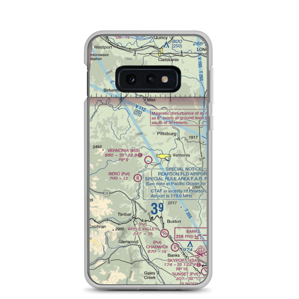 Vernonia Airfield (05S) VFR Sectional Samsung Case Samsung Galaxy S10e model shown
