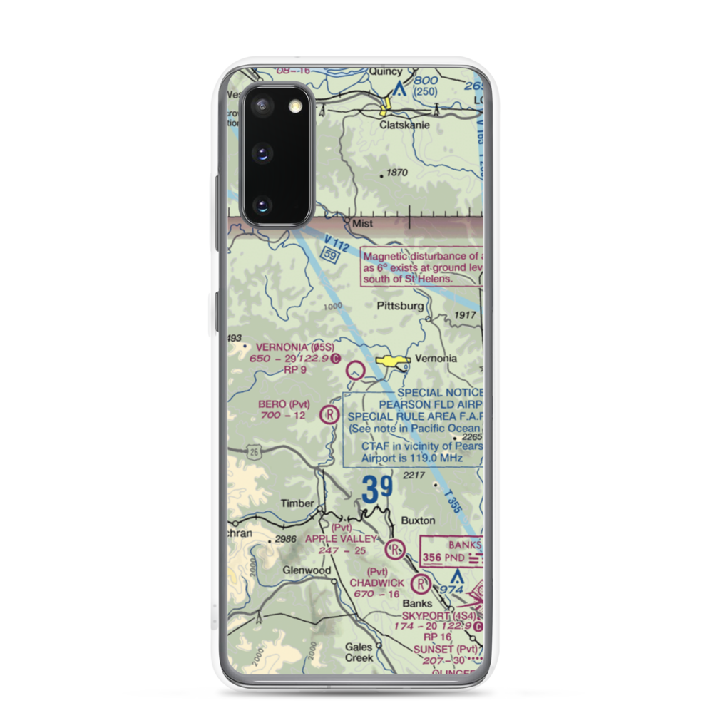 Vernonia Airfield (05S) VFR Sectional Samsung Case Samsung Galaxy S20 model shown