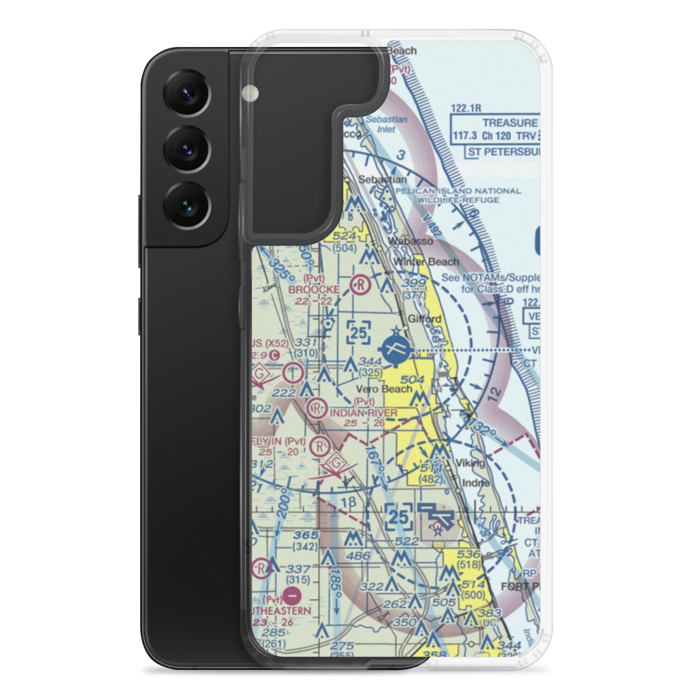 Vero Beach Regional Airport (VRB) VFR Sectional Samsung Case Samsung Galaxy S22 Plus model shown