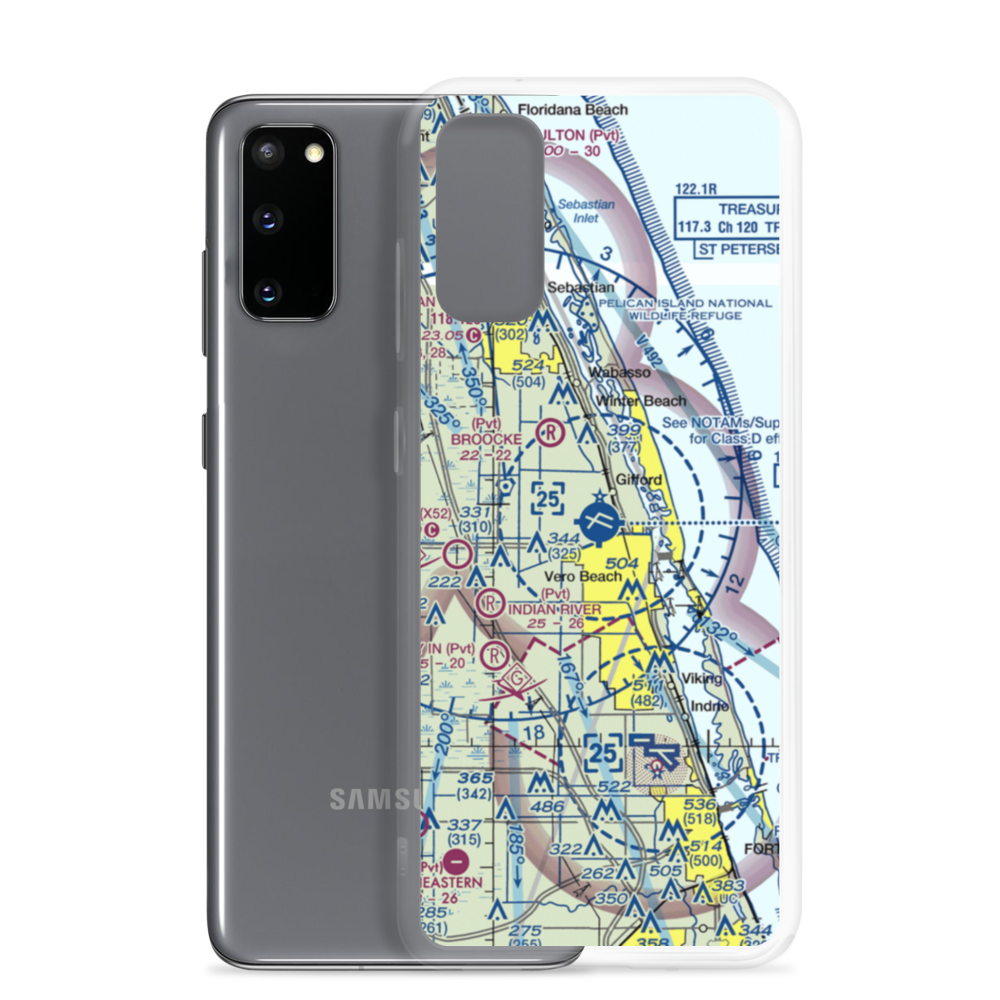 Vero Beach Regional Airport (VRB) VFR Sectional Samsung Case Samsung Galaxy S20 model shown