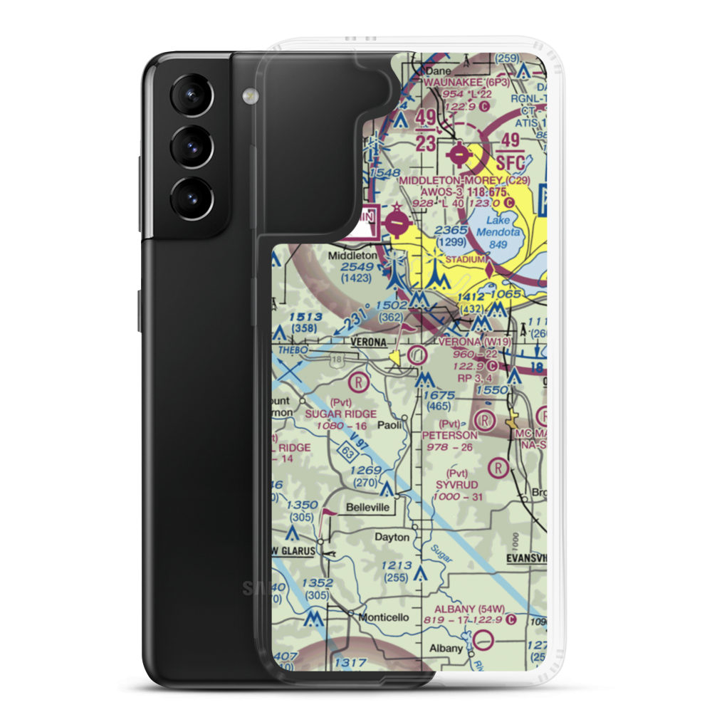 Verona Airport (W19) VFR Sectional Samsung Case Samsung Galaxy S21 Plus model shown