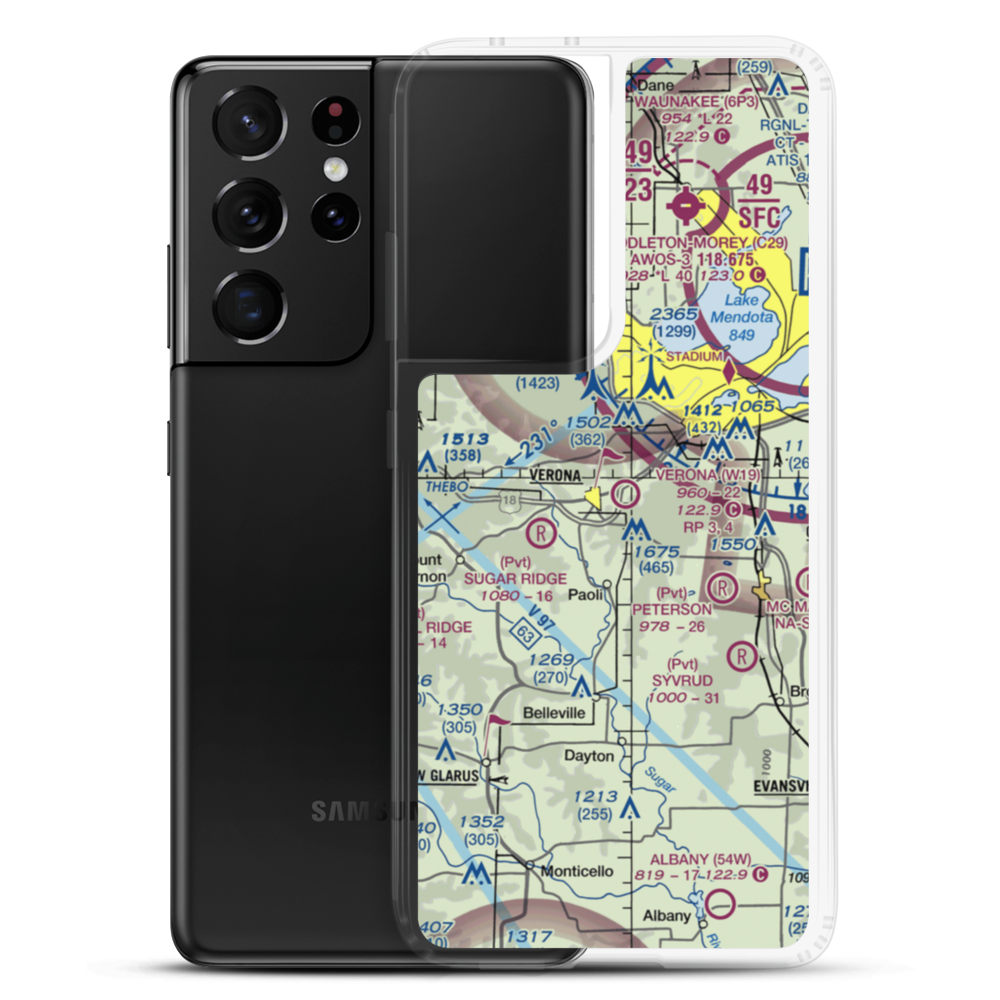 Verona Airport (W19) VFR Sectional Samsung Case Samsung Galaxy S21 Ultra model shown