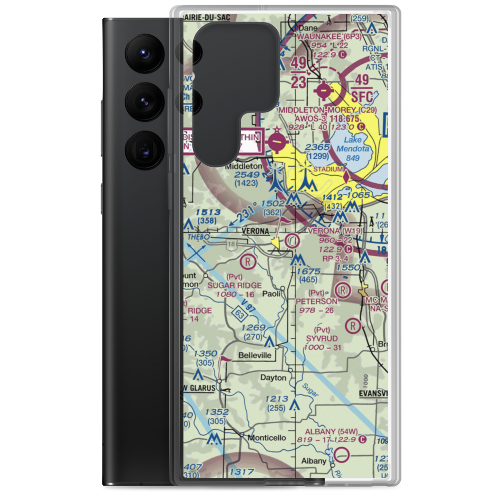Verona Airport (W19) VFR Sectional Samsung Case Samsung Galaxy S22 Ultra model shown