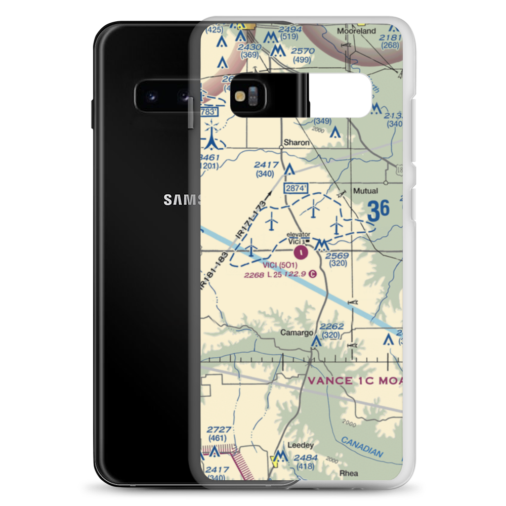 Vici Municipal Airport (5O1) VFR Sectional Samsung Case Samsung Galaxy S10+ model shown