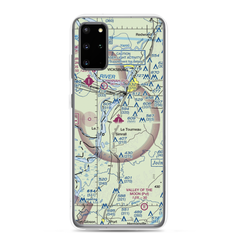 Vicksburg Municipal Airport (VKS) VFR Sectional Samsung Case Samsung Galaxy S20 Plus model shown