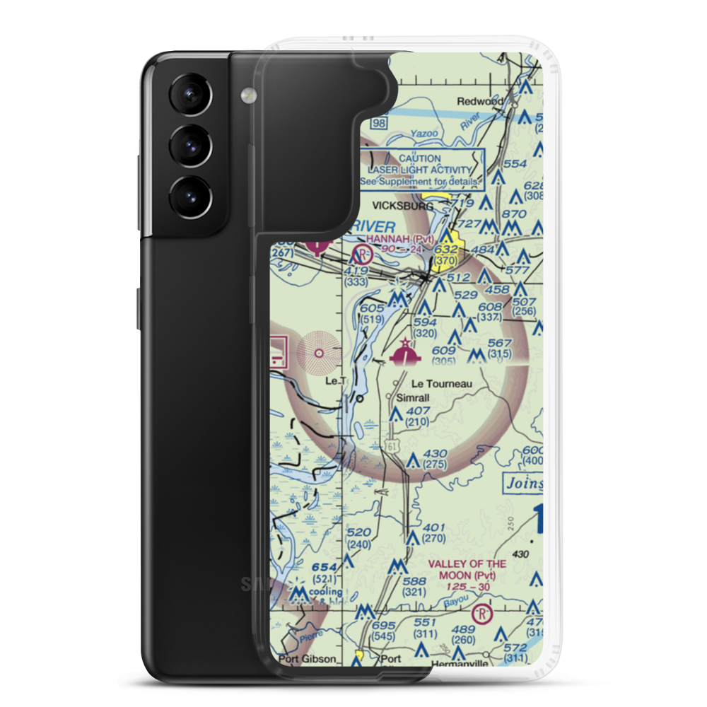 Vicksburg Municipal Airport (VKS) VFR Sectional Samsung Case Samsung Galaxy S21 Plus model shown