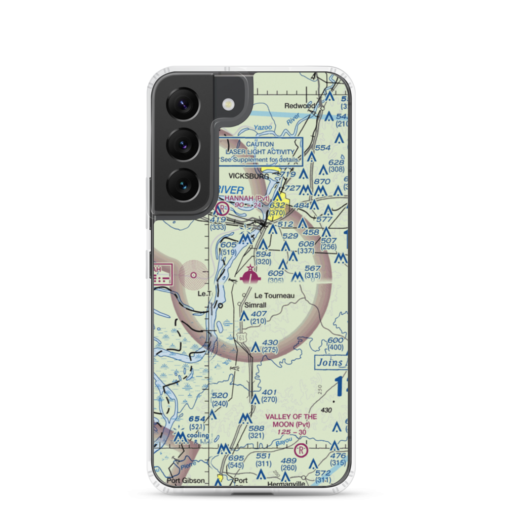 Vicksburg Municipal Airport (VKS) VFR Sectional Samsung Case Samsung Galaxy S22 model shown