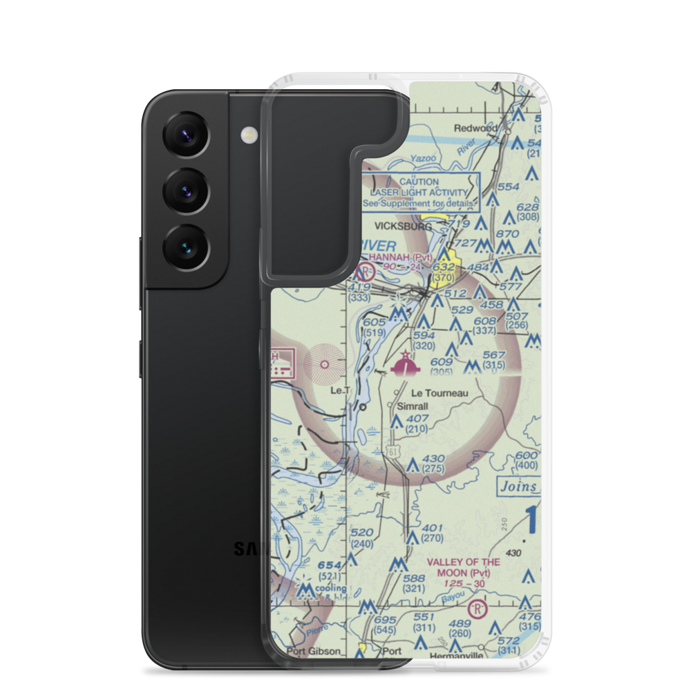 Vicksburg Municipal Airport (VKS) VFR Sectional Samsung Case Samsung Galaxy S22 model shown