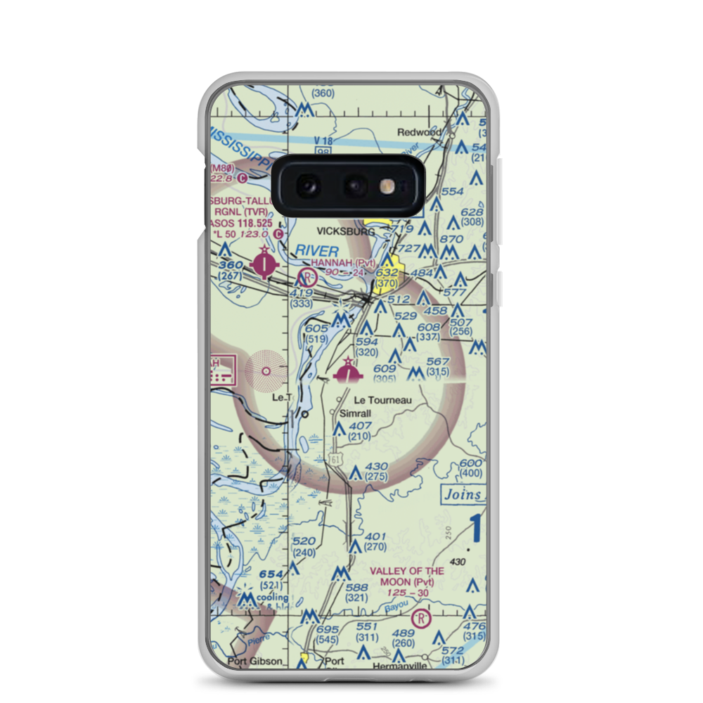 Vicksburg Municipal Airport (VKS) VFR Sectional Samsung Case Samsung Galaxy S10e model shown