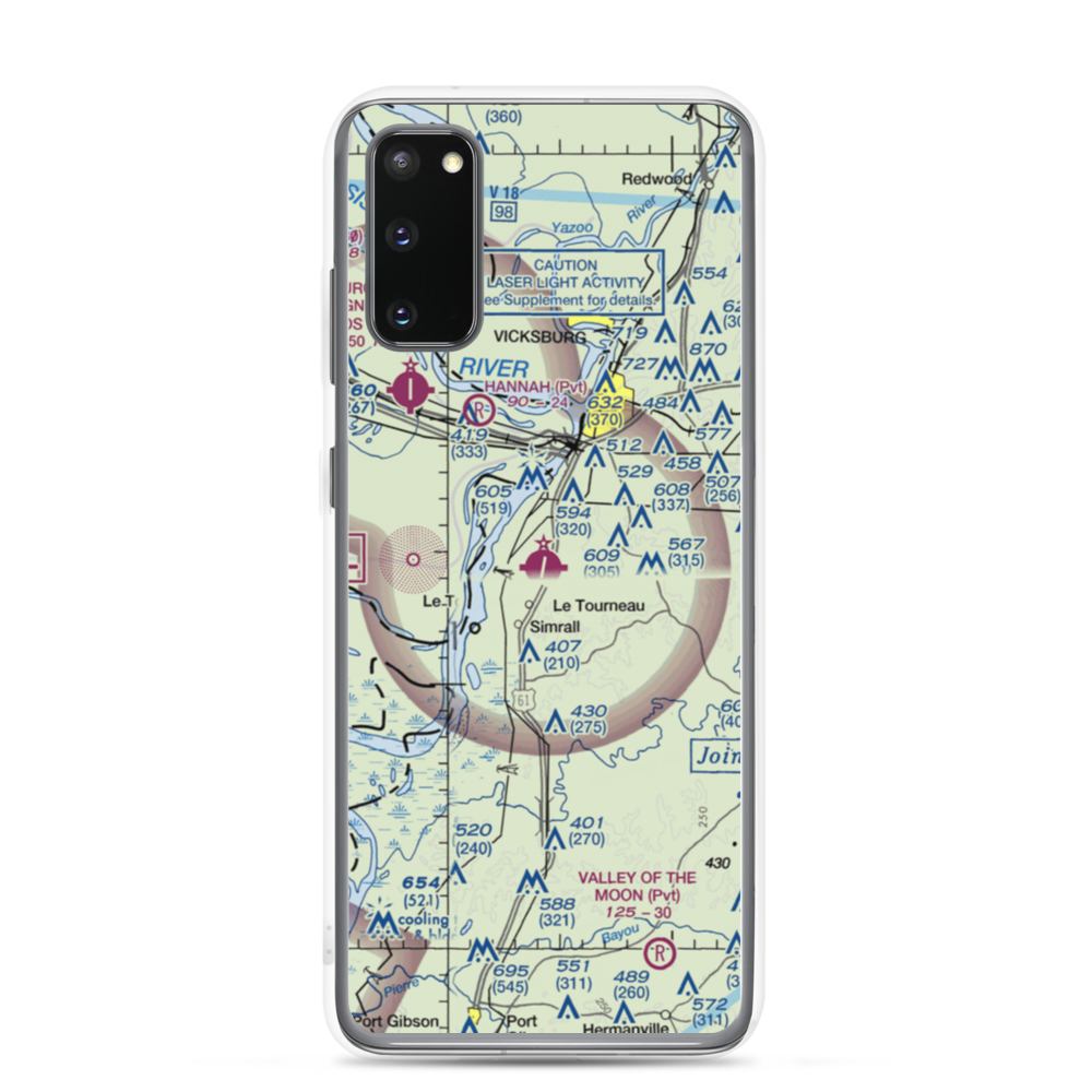 Vicksburg Municipal Airport (VKS) VFR Sectional Samsung Case Samsung Galaxy S20 model shown