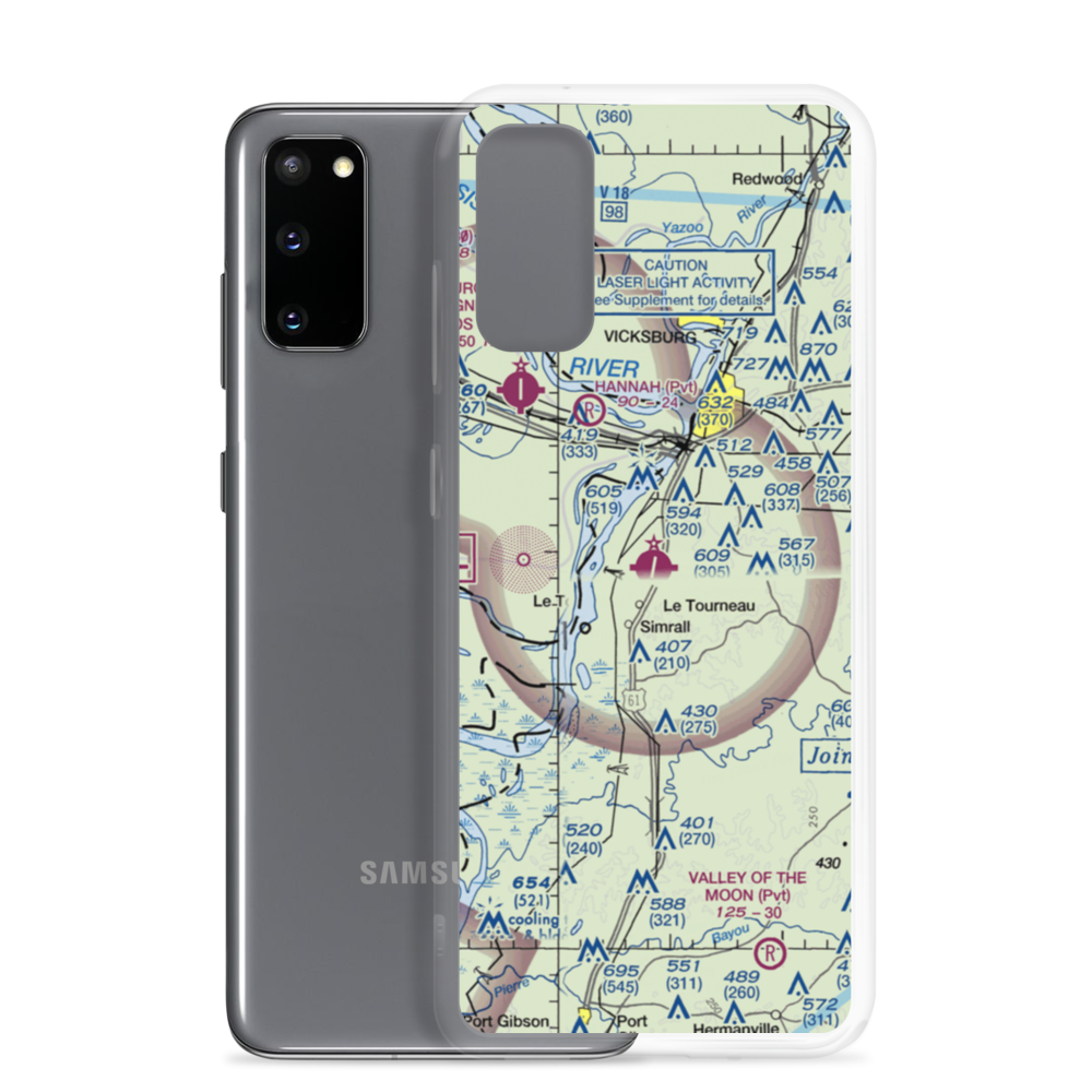Vicksburg Municipal Airport (VKS) VFR Sectional Samsung Case Samsung Galaxy S20 model shown