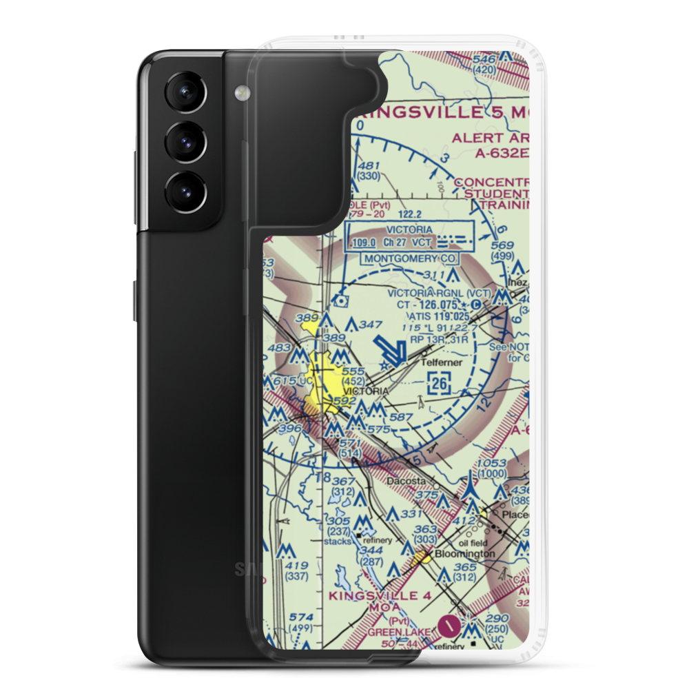 Victoria Regional Airport (VCT) VFR Sectional Samsung Case Samsung Galaxy S21 Plus model shown