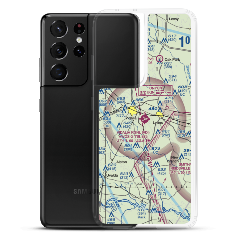 Vidalia Regional Airport (VDI) VFR Sectional Samsung Case Samsung Galaxy S21 Ultra model shown