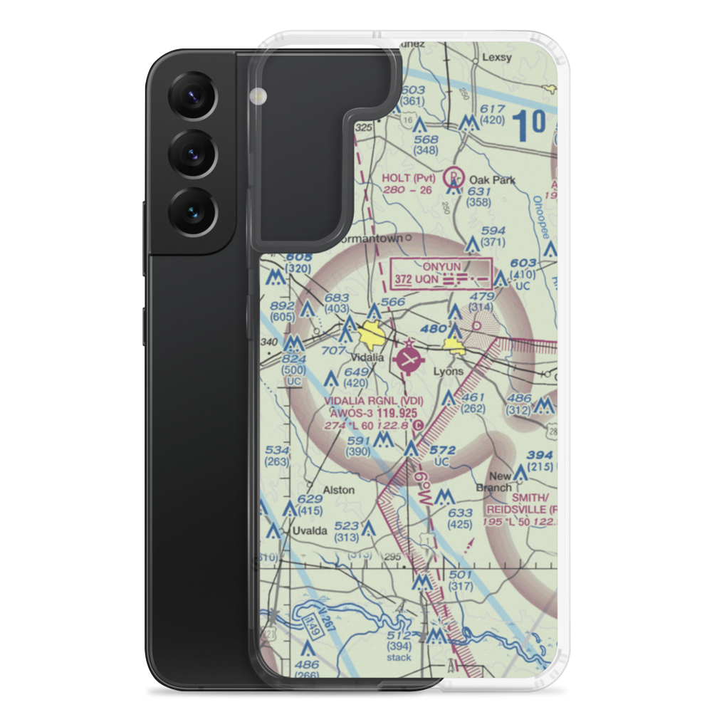 Vidalia Regional Airport (VDI) VFR Sectional Samsung Case Samsung Galaxy S22 Plus model shown