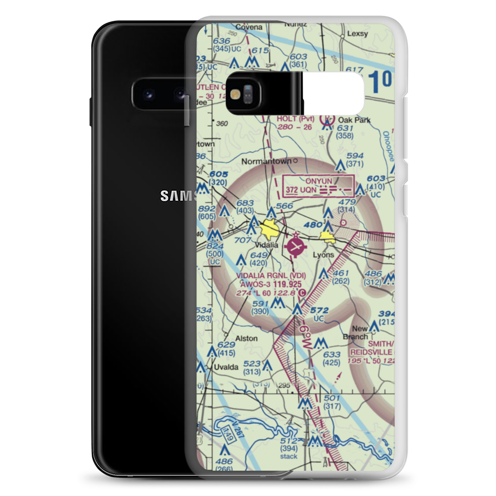 Vidalia Regional Airport (VDI) VFR Sectional Samsung Case Samsung Galaxy S10+ model shown