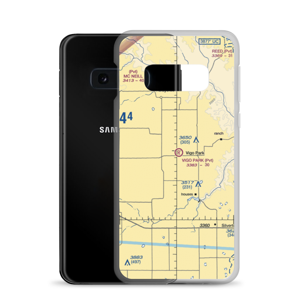Vigo Park Airport (1TA2) VFR Sectional Samsung Case Samsung Galaxy S10e model shown