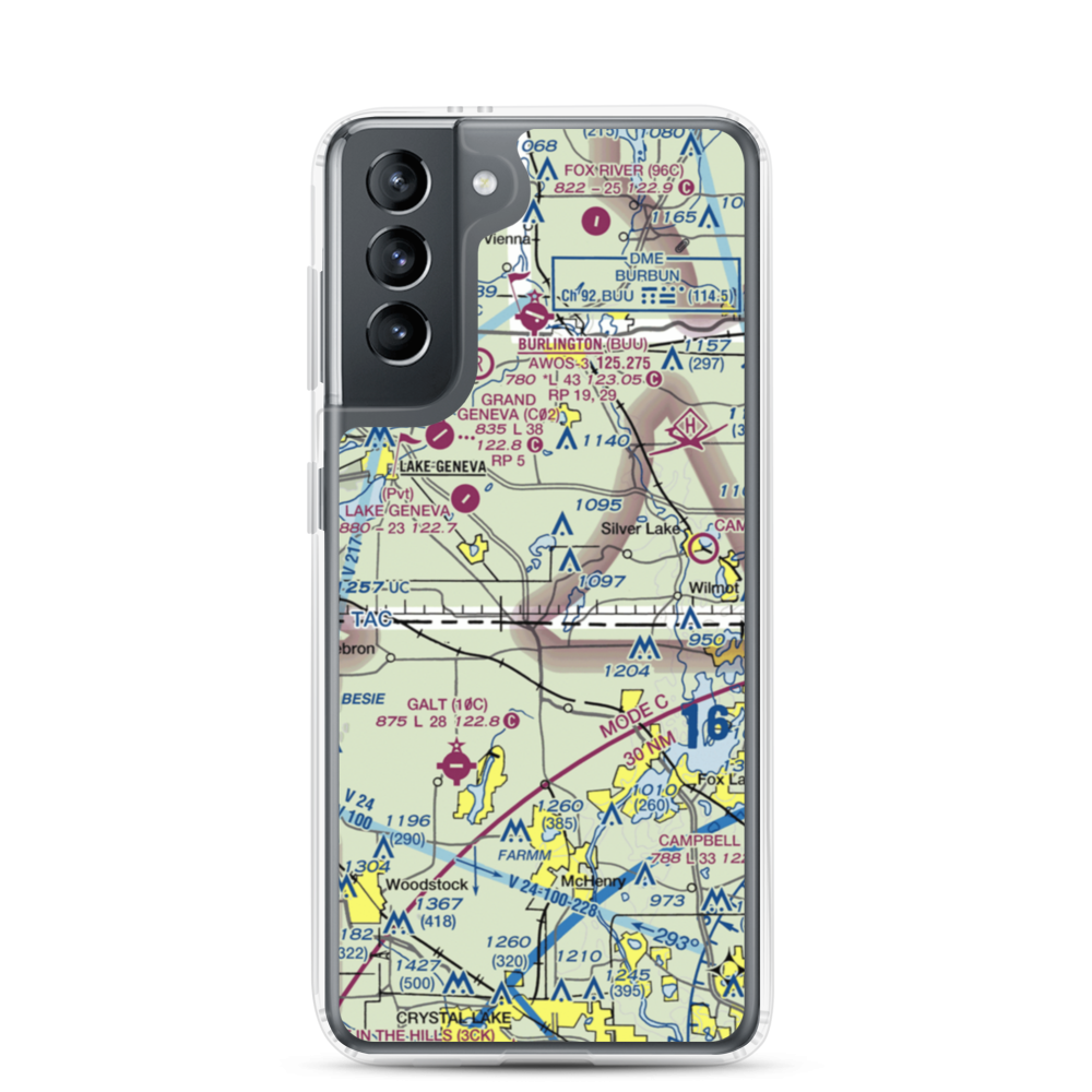 Vincent Airport (64C) VFR Sectional Samsung Case Samsung Galaxy S21 model shown