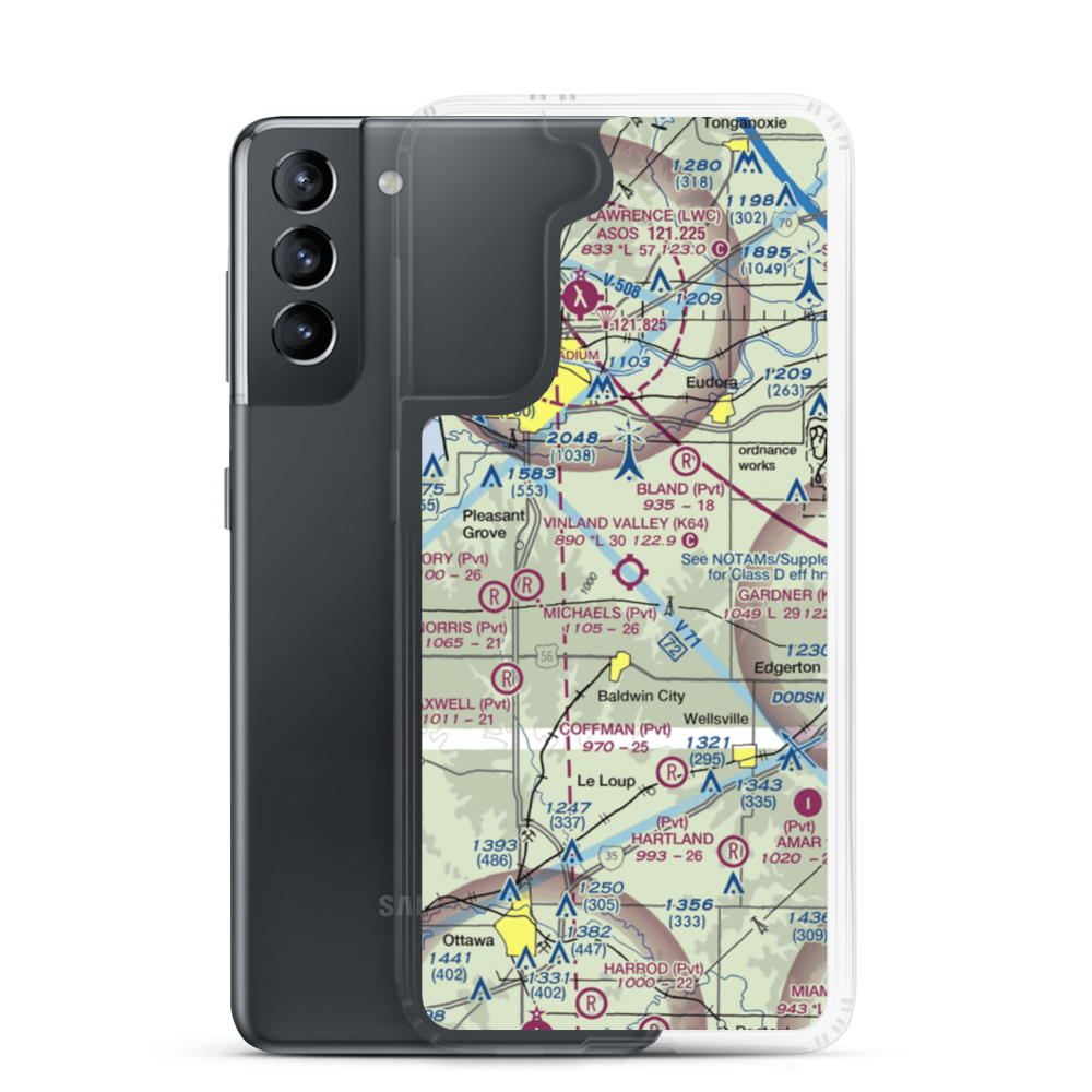 Vinland Valley Aerodrome (K64) VFR Sectional Samsung Case Samsung Galaxy S21 model shown