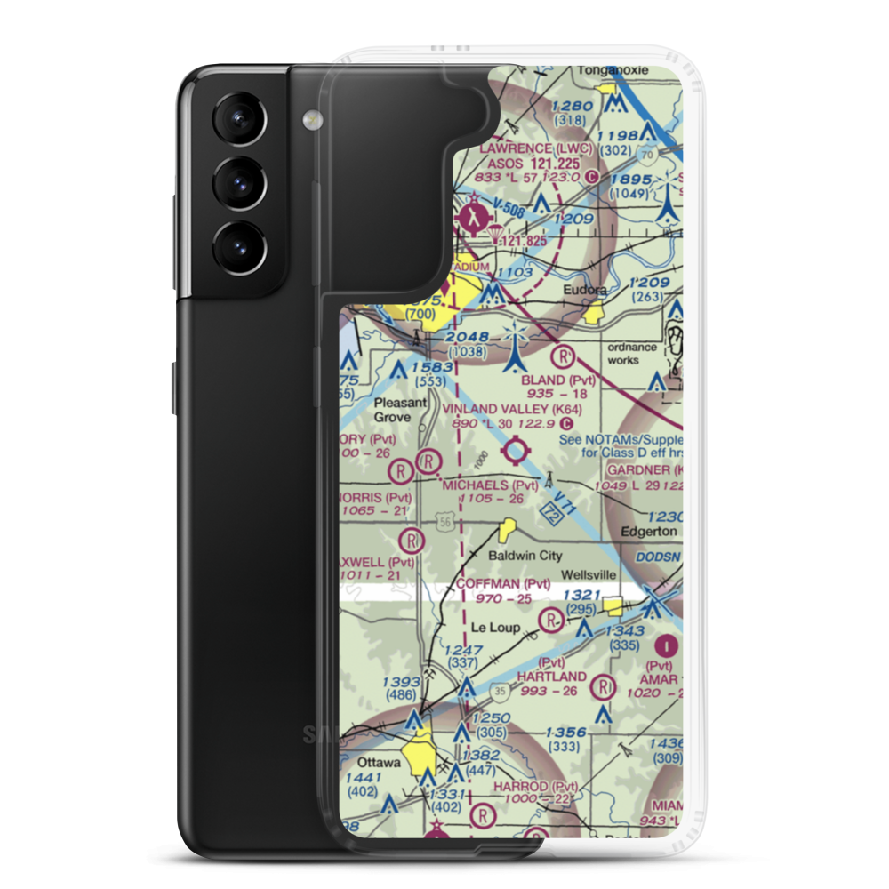 Vinland Valley Aerodrome (K64) VFR Sectional Samsung Case Samsung Galaxy S21 Plus model shown