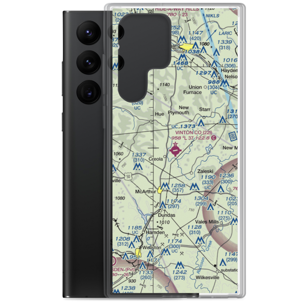 Vinton County Airport (22I) VFR Sectional Samsung Case Samsung Galaxy S22 Ultra model shown