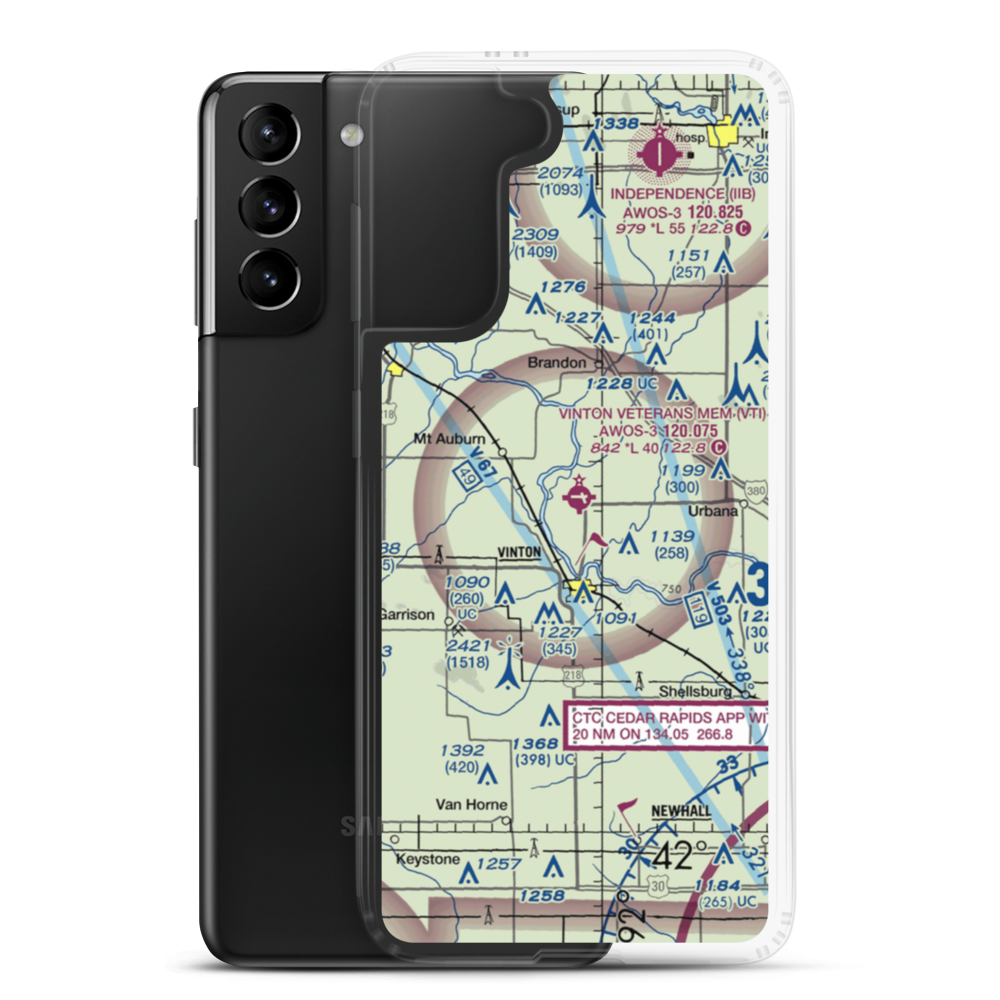 Vinton Veterans Memorial Airpark (VTI) VFR Sectional Samsung Case Samsung Galaxy S21 Plus model shown