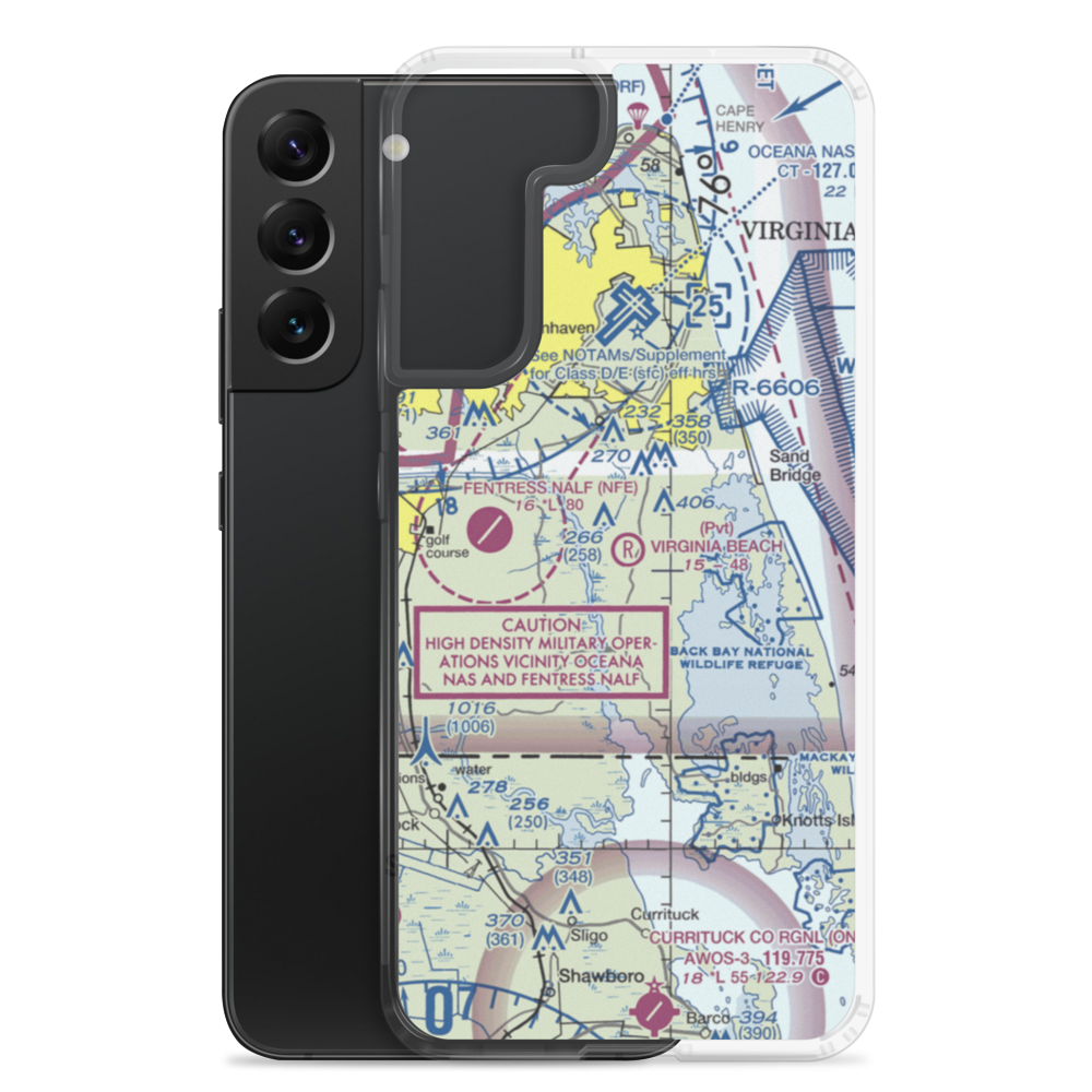 Virginia Beach Airport (42VA) VFR Sectional Samsung Case Samsung Galaxy S22 Plus model shown