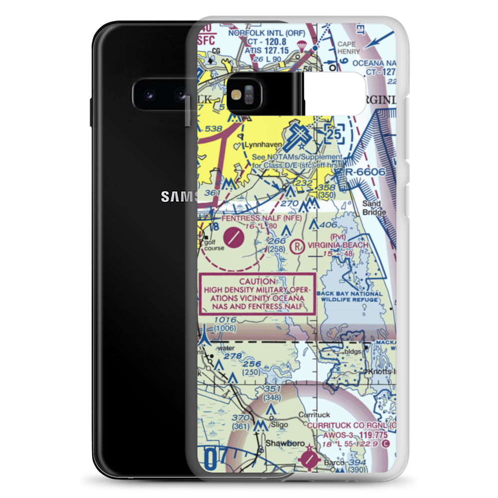 Virginia Beach Airport (42VA) VFR Sectional Samsung Case Samsung Galaxy S10+ model shown
